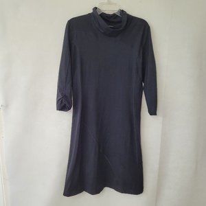 Mountain Hardwear Dress Womens L Better Butter Black 3/4 Ruched Sleeve Mockneck